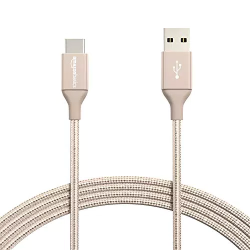 Amazon Basics Cavo maschio USB da tipo C a tipo A 2.0 in nylon intrecciato doppio, 3 m, oro