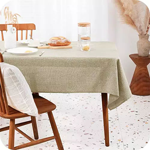 Amazon Brand - Umi Tovaglia di Lino Antimacchia Rettangolare 150x200cm, crema