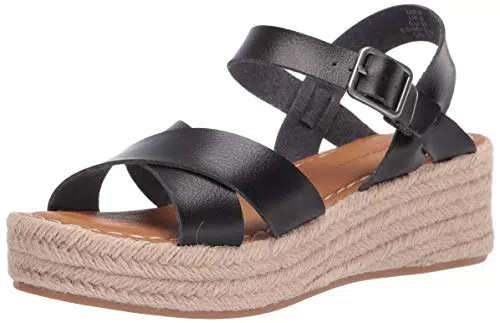 Amazon Essentials Sandalo Espadrillas Flatform Donna, nero, 38.5