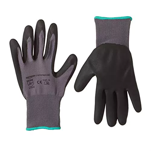 Guanti da lavoro in schiuma di nitrile e nylon, 24 paia, grigio/nero, taglia M