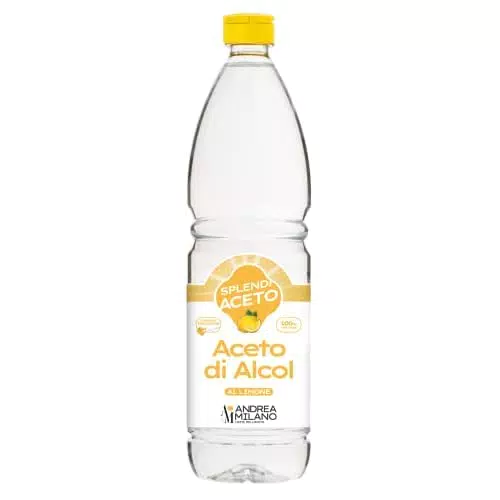 Andrea Milano, Splendi Aceto, Aceto di Alcool 100% Naturale Aromatizzato al Limone, 1 Bottiglia PET da 1 L