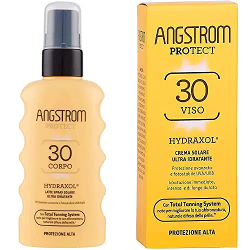 Angstrom Protect Latte Solare in Formato Spray, Protezione Solare Corpo 30+ & Protect Crema Solare Viso SPF 30