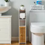 AOJEZOR, Mobiletto porta rotolo di carta igienica, con supporto cromato e inserto porta carta igienica