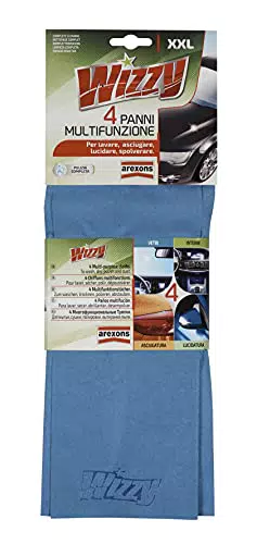 AREXONS Wizzy, 4 Panni Multifunzione, Kit Pulizia Auto