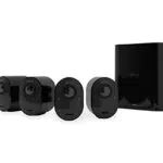 Arlo Ultra 2 Telecamera Wi-Fi Esterno Senza Fili + Base, 4K UHD, 180° Visione Notturna Colori, Sirena, Rilevamento Movimento, Audio Bidirezionale, 90 giorni Arlo Secure inclusi, 4 Telecamere, Nere