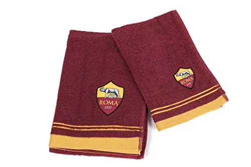 AS Roma Set Asciugamano e Ospite in Spugna, 100x60x1 cm
