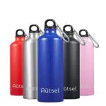 Autsel 500ml Borraccia di Alluminio Borracce per Bicicletta leggera e a prova di perdite Bottiglie Alluminio con Moschettone e Tappo a Vite