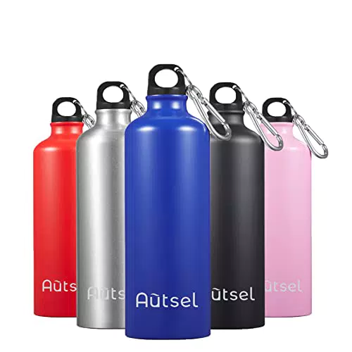Autsel 500ml Borraccia di Alluminio Borracce per Bicicletta leggera e a prova di perdite Bottiglie Alluminio con Moschettone e Tappo a Vite