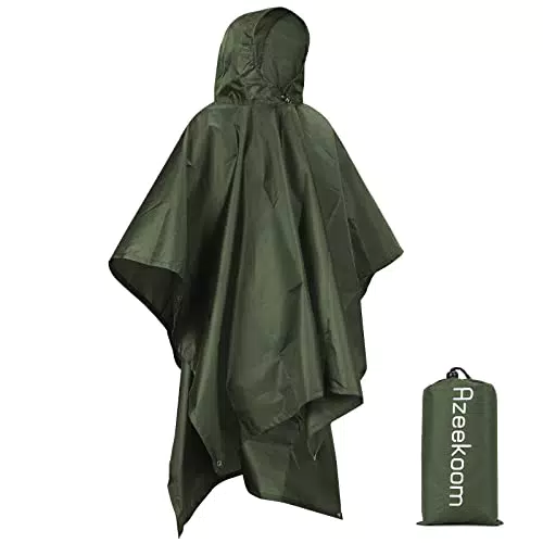 Azeekoom Poncho Impermeabile, verde