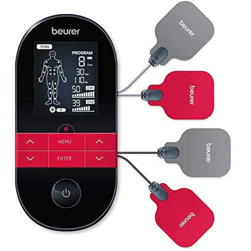 Beurer EM 59 Elettrostimolatore Tens/Ems con Funzione Calore, Inclusi 4 Elettrodi gel Autoadesivi