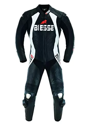 BI ESSETuta Moto Intera In pelle Per Pista Con Protezioni Pista Freccia Bianca