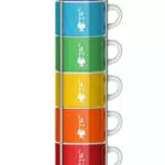 Bialetti Sei Tazzine Impilabili, Multicolore, Porcellana
