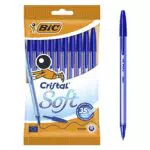 BIC Cristal Soft, Penne Blu a Sfera, Fornitura per Cancelleria Scuola, Confezione 10 Unità
