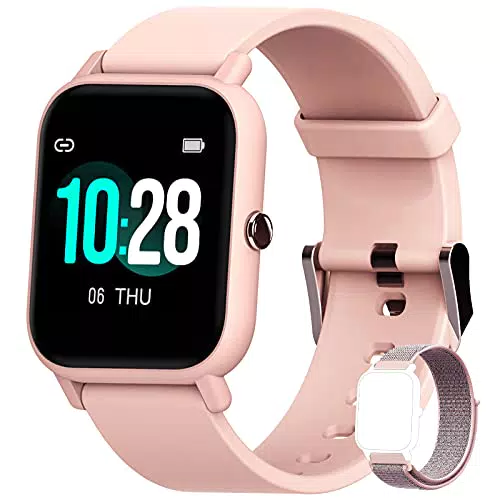 Blackview Smartwatch Donna, Orologio Fitness con Contapassi Saturimetro Sonno Cardiofrequenzimetro da Polso + 2 cinturini
