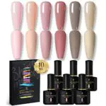 BORN PRETTY Smalto Semipermanente per Unghie Gel Set in Gel UV LED Kit Colori Rosa Nudo Grigio