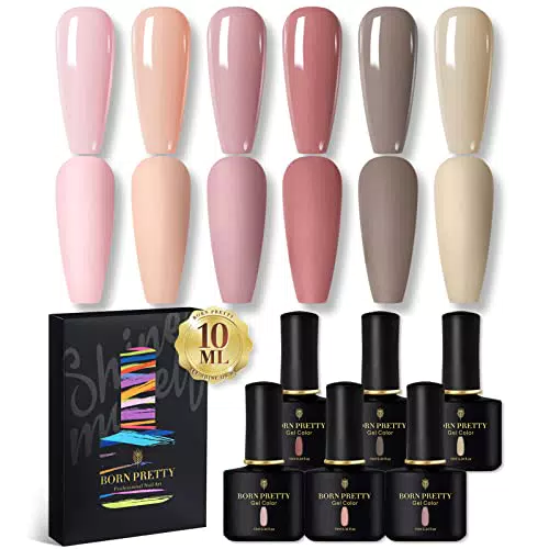BORN PRETTY Smalto Semipermanente per Unghie Gel Set in Gel UV LED Kit Colori Rosa Nudo Grigio
