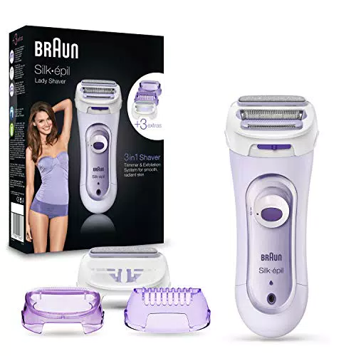 Braun Silk-épil Lady Shaver, Depilatore Donna, Rifinitore di precisione con 3 Accessori Inclusi, Viola