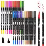 Brush Pen 24 Colori, Pennarelli Doppia Punta Fine Pen