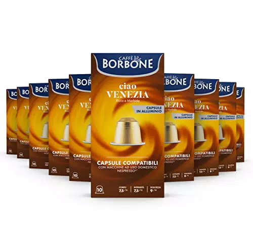 Caffè Borbone Miscela Ciao Venezia - 100 Capsule ALLUMINIO compatibili Nespresso* Original con le Macchine ad uso domestico Nespresso*