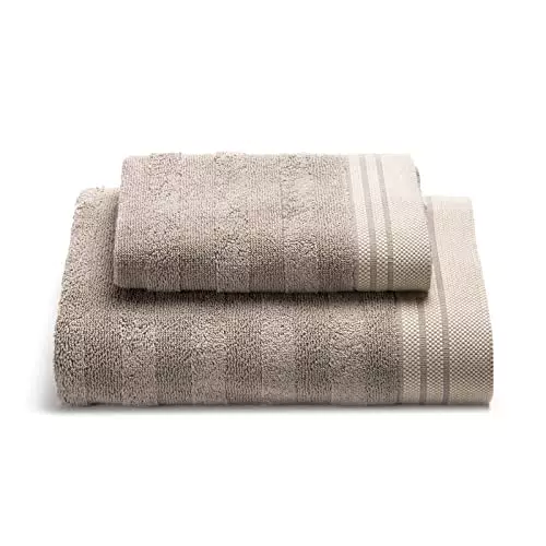 Caleffi Cotton Asciugamano con Ospite, Cotone, Tortora
