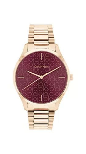 Calvin Klein Orologio Analogico al Quarzo Unisex con Cinturino in Acciaio Inossidabile Color Oro Rosso - 25200169