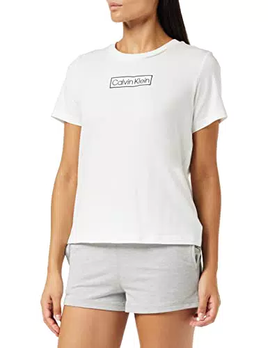 Calvin Klein S/S Girocollo Parte Superiore del Pigiama, bianco, M