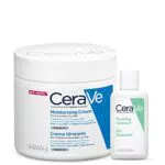 CeraVe Crema Idratante Viso e Corpo per Pelle Secca + Detergente Idratante Viso da Viaggio, Per Pelli da Normali a Secche