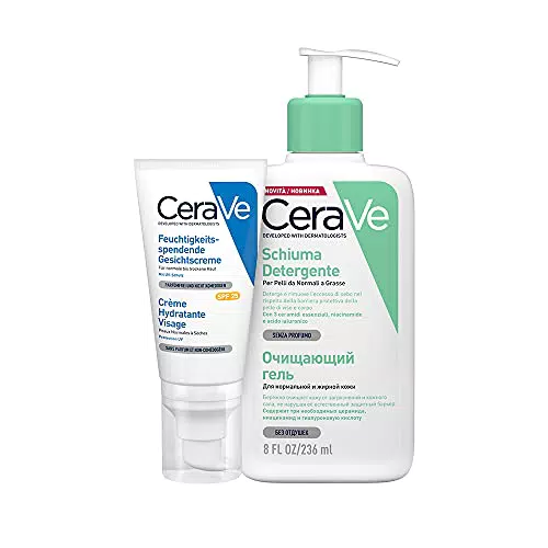 CeraVe Kit Skincare Pelle Mista, Schiuma Detergente Seboregolatrice