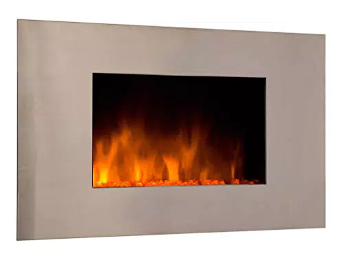 Chemin'Arte 044 - Camino elettrico con effetto fiamma Pure Inox Color Style, Argento
