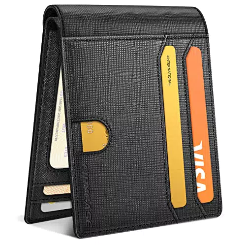 CIRYCASE Portafoglio Uomo in Vera Pelle, Blocco RFID Portacarte Uomo con 14 Carte Scomparti & 2 Finestre Trasparenti per Carte ID