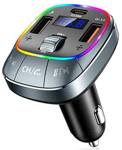 CIRYCASE Trasmettitore Bluetooth per Auto, Adattatore Bluetooth 5.0 Auto