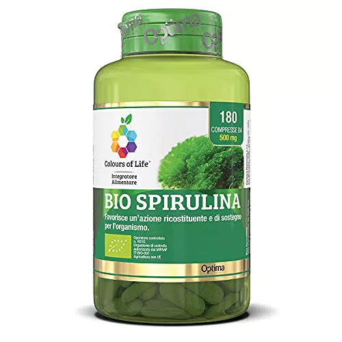 Colours Of Life Bio Spirulina - Integratore di Spirulina platensis da Agricoltura Biologica, 180 compresse