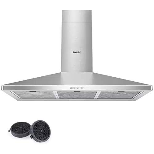 COMFEE' Cappa Aspirante 90 cm PYRA17SS-90 Acciaio Inossidabile Cappa Cucina con LED