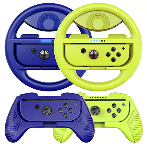 COODIO Volante e Grip per Nintendo Switch per Mario Kart / Nintendo Switch / Switch OLED, 4 Pezzi