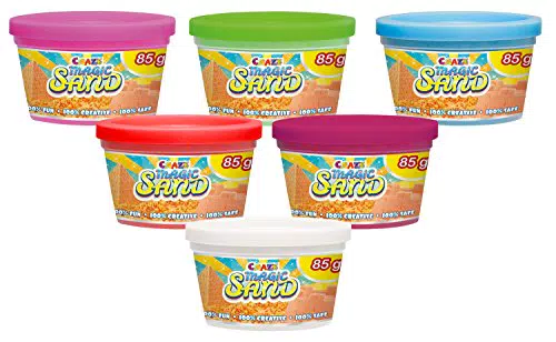 CRAZE Magic Sand 6 colori, Lattine di sabbia magica per bambini