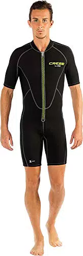 Cressi, Lido Man 2 mm, Muta Shorty in Neoprene High Stretch da uomo, Nero/Verde, 2XL