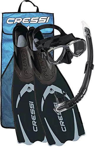 Cressi Pluma Bag, Set per Immersioni, Apnea e Snorkeling, nero/argento