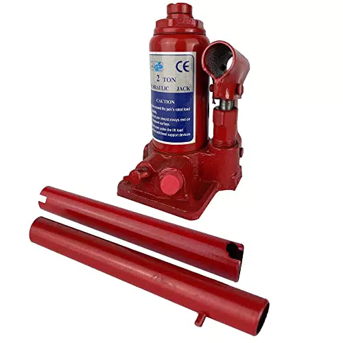 Crick Idraulico Sollevatore Martinetto a Bottiglia Cric per Sollevamento Auto Furgoni Roulotte 2T 2 Ton 2 Tonnellate Altezza Massima 298 mm echoENG - MA CB 0002