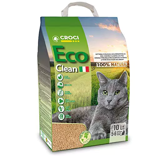 Croci Lettiera Eco Clean 10 L - Lettiera Gatti agglomerante, 100% vegetale