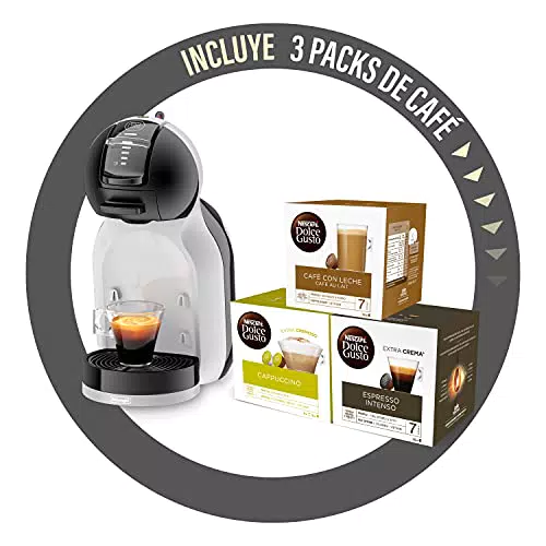 De'Longhi - Mini Me, Macchina da caffè a capsule Dolce Gusto con 3 confezioni di caffè