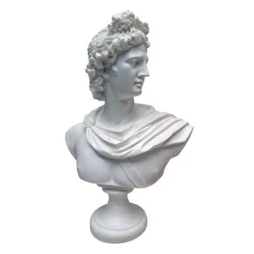 Design Toscano Busto Statua Apollo Belvedere, ghisa e legno, bianco, 30 cm
