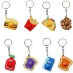 DONY 8 Pezzi Hamburger Mini Pop Portachiavi Fidget Toy