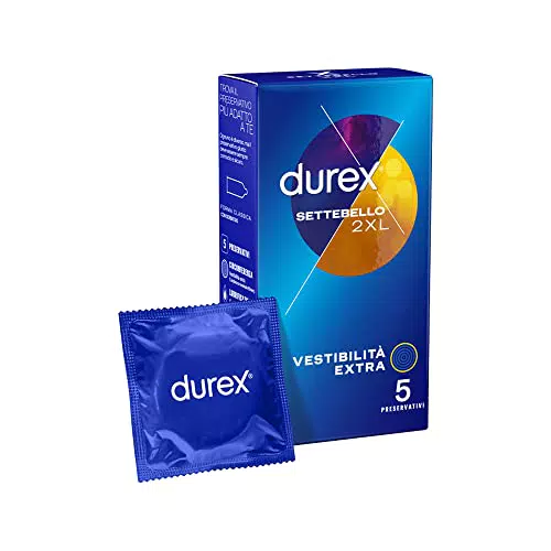 Durex Settebello 2XL Preservativi Extra Large 60mm, 5 Profilattici