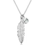 Elli Collana Donne Ciondolo Piuma Boho con Cristallo in Argento Sterlino 925
