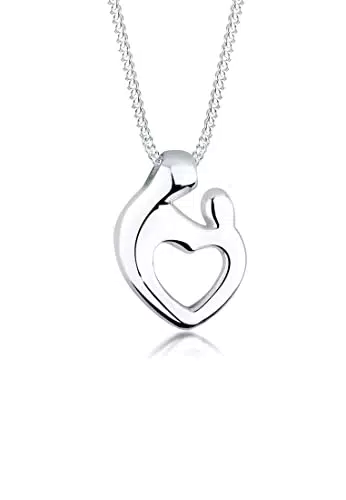 Elli Collana Donne Madre Bambino Cuore Legame in Argento Sterlino 925