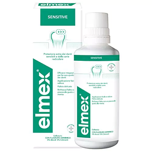 Elmex Collutorio Sensitive, Protezione Extra dai Denti Sensibili e dalla Carie Radicolare, 400ml