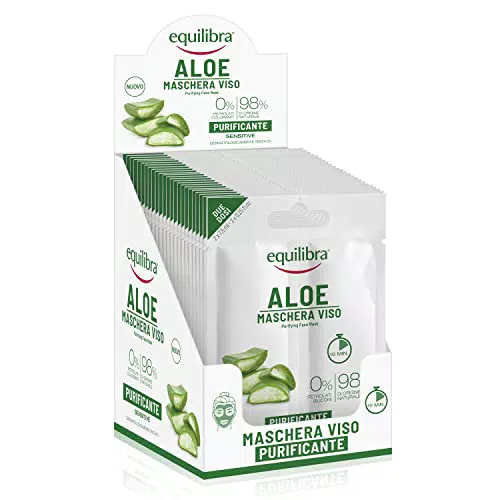 Equilibra Aloe Maschera Viso Purificante, Confezione da 24 Pezzi