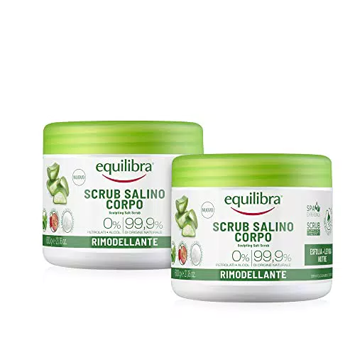 Equilibra Corpo, Scrub Corpo Esfoliante con Aloe Vera, 2 Pezzi da 600 g