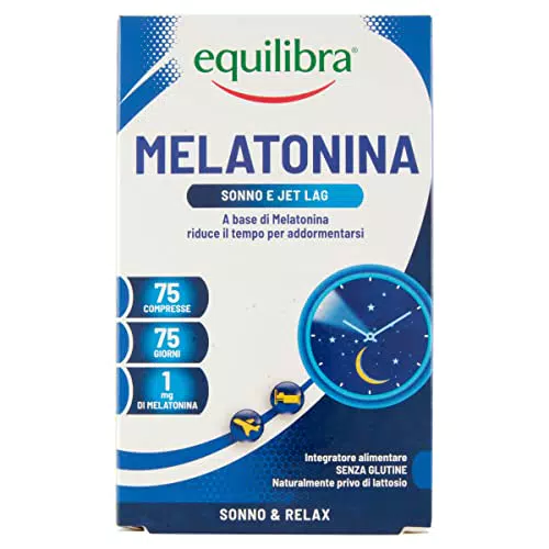 Equilibra Integratori Alimentari, Melatonina, Integratore per Ridurre il Tempo Richiesto per Prendere Sonno