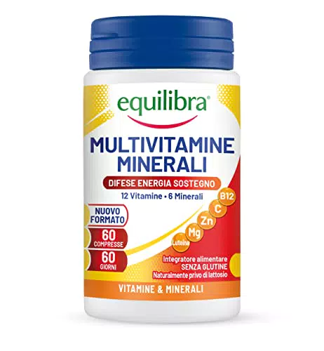 Equilibra Integratori Alimentari, 12 Vitamine e 6 Minerali con Luteina, 60 Compresse